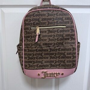 NWT Juicy Couture “Cool Collar” Full Sized Backpack, Pink and Brown